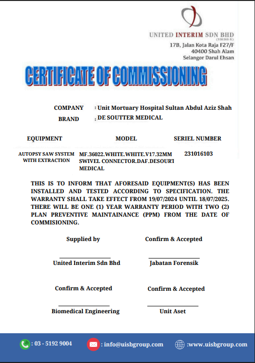 Certificate of Commissioning 2