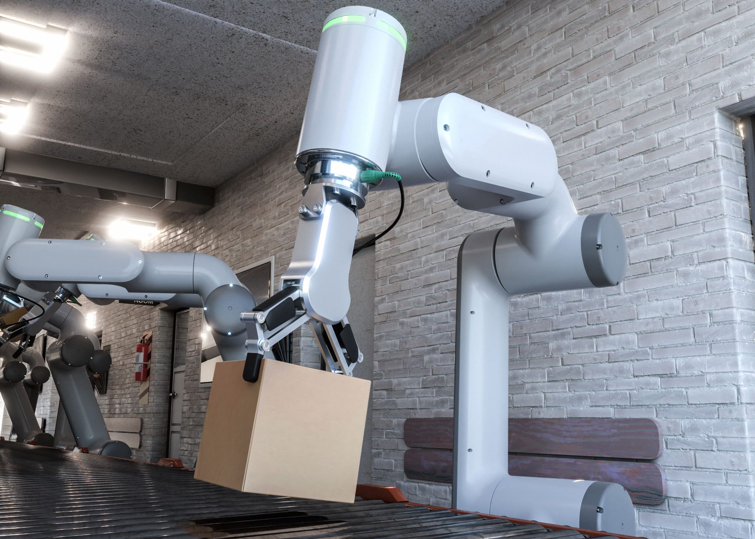 Workers handling packages